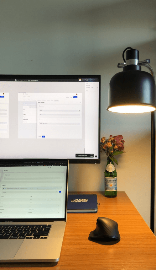 Work desk with dual monitors