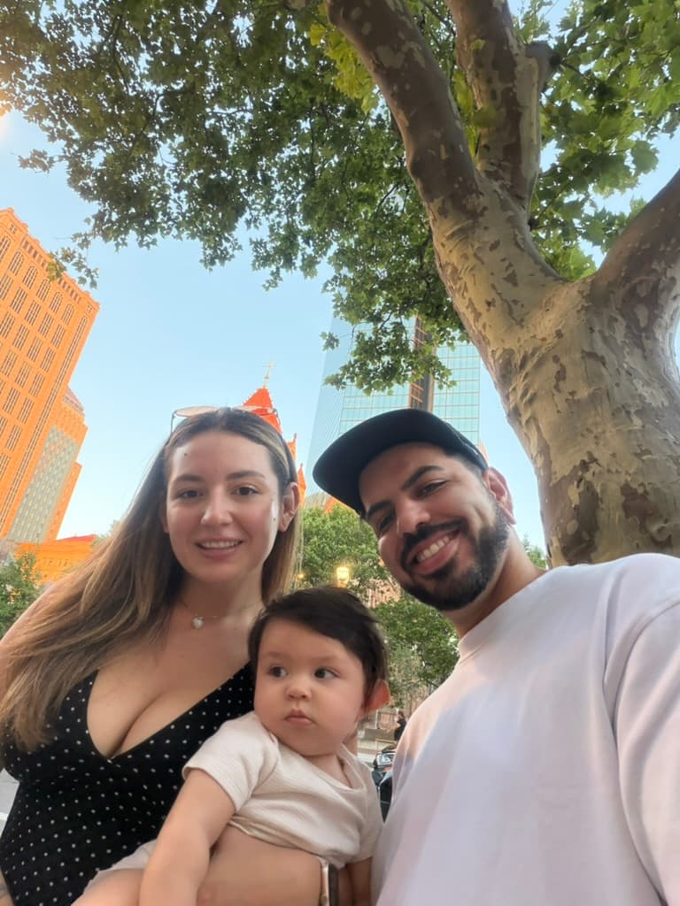 Family selfie in the city